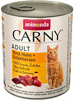 ANIMONDA CARNY ADULT 400 г консервы для кошек с говядиной, курицей и сердцем утки ANIMONDA CARNY ADULT 400 г консервы для кошек с говядиной, курицей и сердцем утки