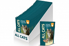 ALL CATS Влажный корм для кошек индейка в сосе (пауч) 25шт х 85 г ALL CATS Влажный корм для кошек индейка в сосе (пауч) 25шт х 85 г